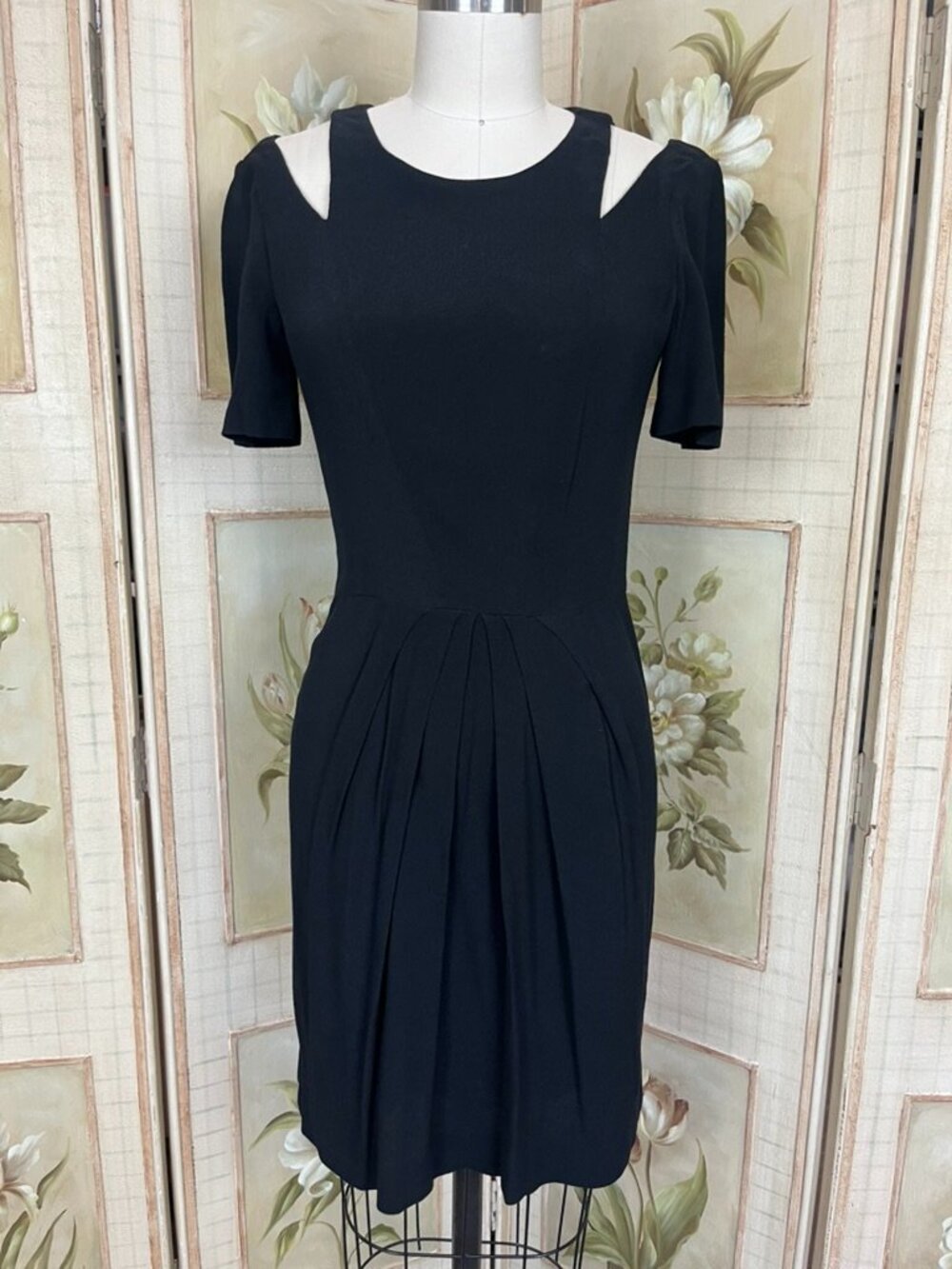 2010s Sandro Black Shoulder Cut-Out Dress